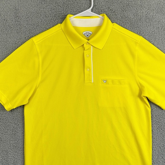 Callaway Shirt Golf Polo Men Large Yellow Short Sleeve Rugby Athletic Outdoor - Picture 1 of 11